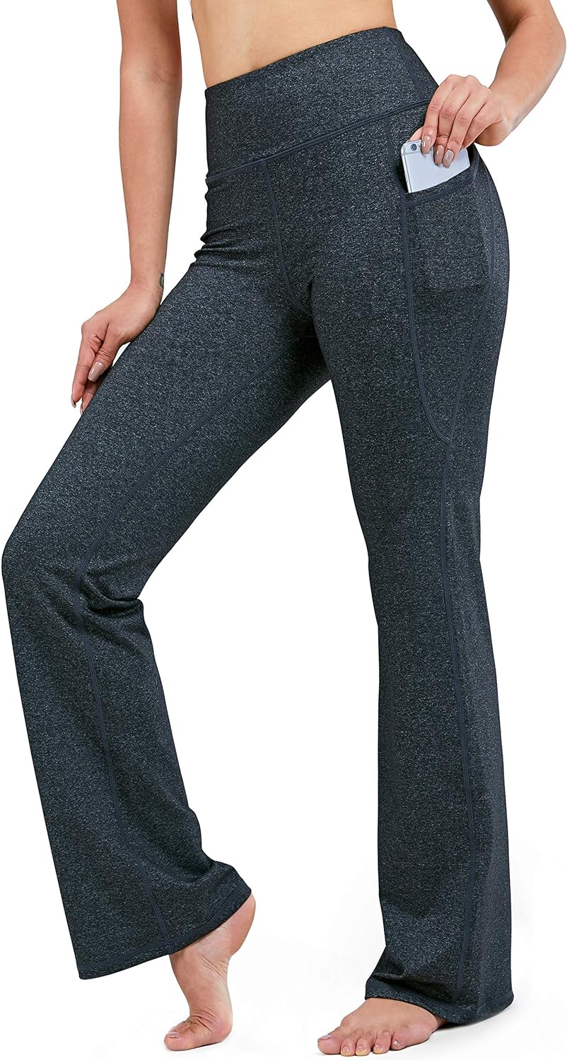 28/30/32/34 Inseam Women' Bootcut Yoga Pants Long Bootleg High-Waisted Flare Pants with Pockets