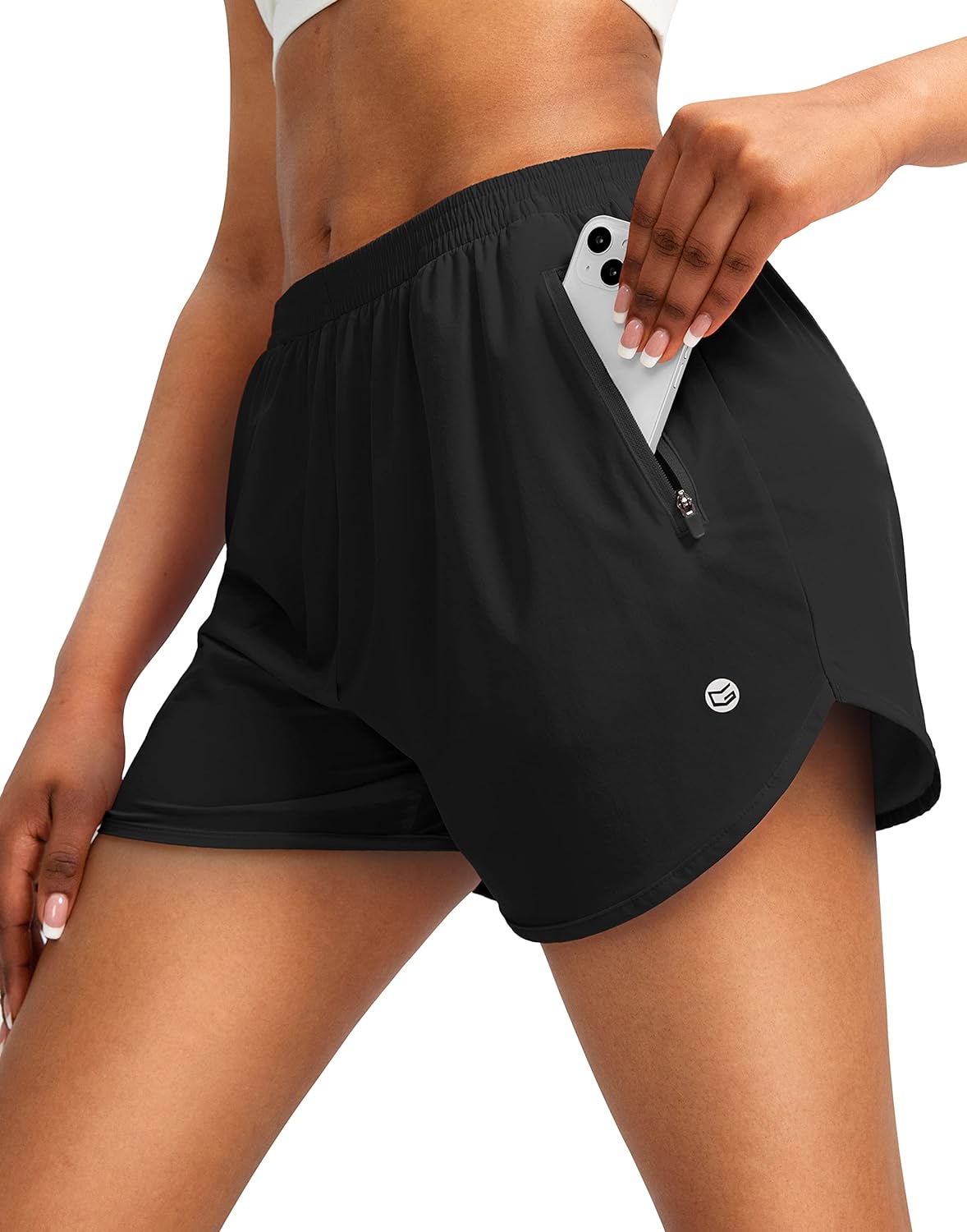 G Gradual Women' Running Shorts with Zipper Pockets Quick Dry Athletic Workout Gym 3 Shorts for Women with Comfy Liner