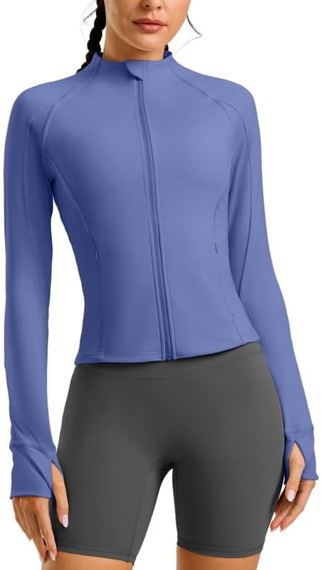 G Gradual Women' Cropped Workout Jacket Slim Fit Full Zip Athletic Running Gym Jackets for Women with Thumb Holes Pockets