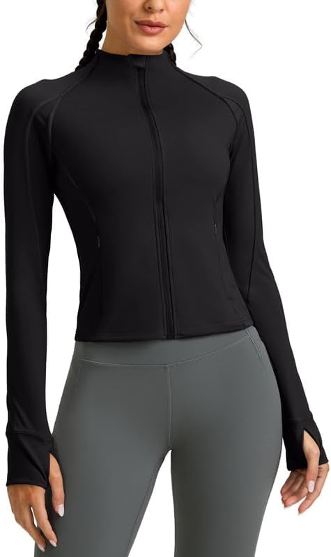 G Gradual Women' Cropped Workout Jacket Slim Fit Full Zip Athletic Running Gym Jackets for Women with Thumb Holes Pockets