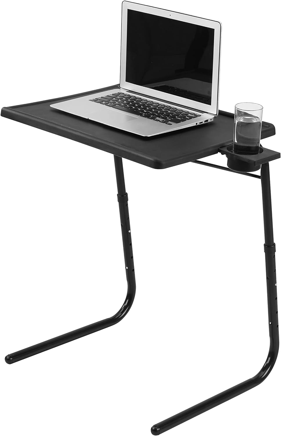 TV Tray Table, Adjustable Portable Table for Snacks, Laptop Holder, Drawing Board Holder 6 Height Adjustments, 3 Tilt Angle Adjustments, with Cup Holder