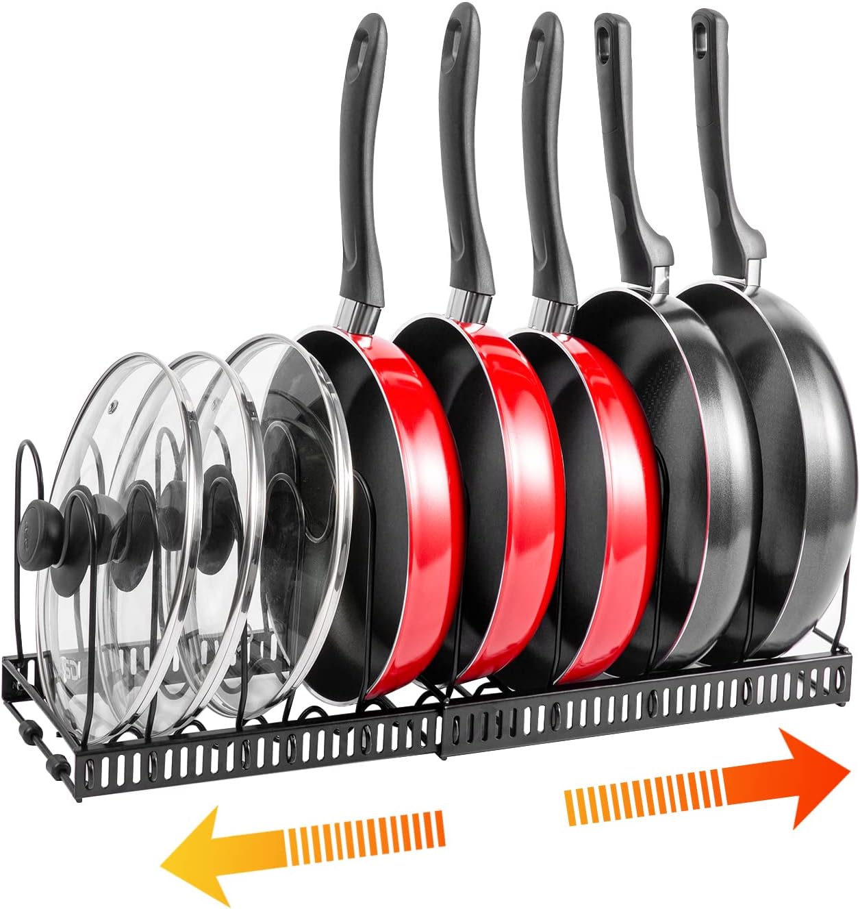 Pot Organizer Rack for Cabinet, Expandable Pot Racks, Pots and Pans Organizer for Kitchen Cabinet, 3 Easy DIY Methods Pot Rack Organizer, Pot Lid Holder with 10 Adjustable Compartments