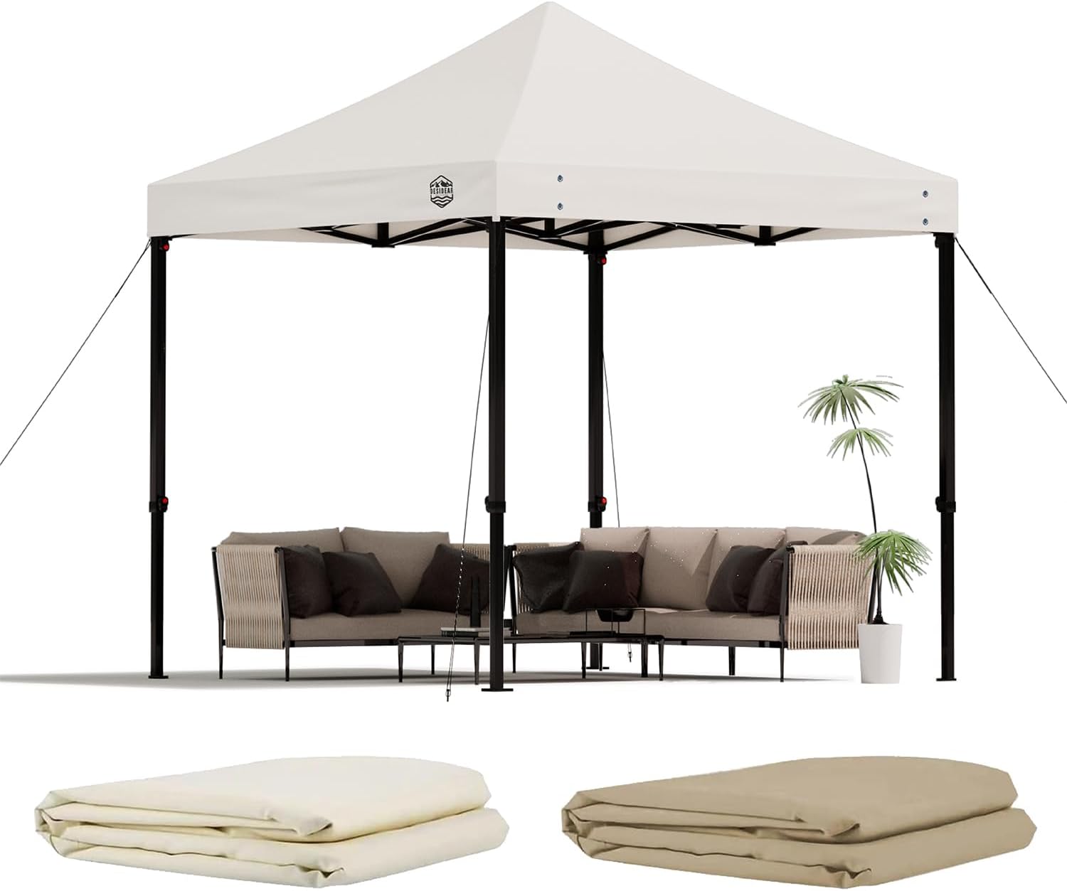 10x10 Pop Up Canopy Replacement Top,10x10 Canopy Replacement Top Waterproof UV Protection, Outdoor Tent Cover for Backyard/Patios/Parties/Camping Sun Shade Heavy Duty (10x10, Beige)