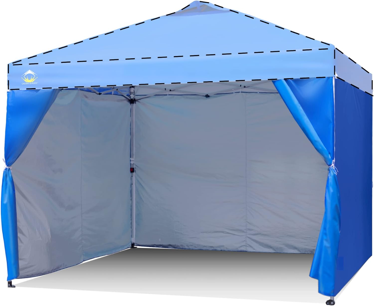 CROWN SHADES SunWall Silver Coated for 10x10 Pop up Canopy Tent, 1 Pack Sidewall Only with Silver Coating (4 Packs, Blue)