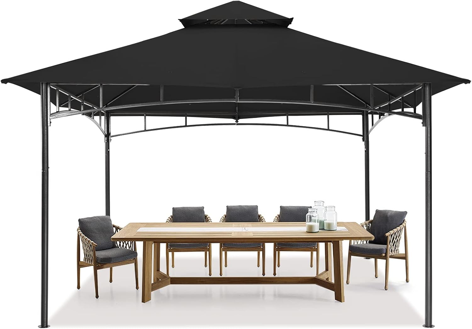 MASTERCANOPY Outdoor Garden Gazebo for Patios with Stable Steel Frame(10x12, Black)