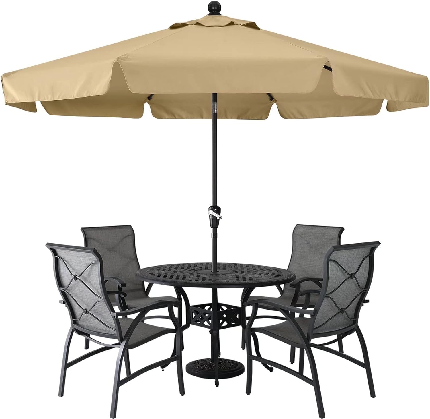 ABCCANOPY Patio Umbrella 9ft - Outdoor Table Umbrella with Push Button Tilt and Crank, 8 Ribs Umbrella for Patio Pool Garden Deck (Khaki)