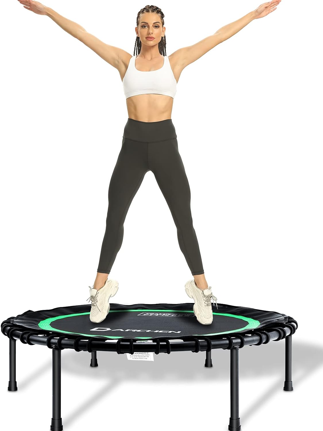 DARCHEN 150KG Rebounder Mini Trampoline for Adult, Indoor Small Trampoline for Exercise Workout Fitness, Upgrade Design Bungee Trampoline for Safer Quie