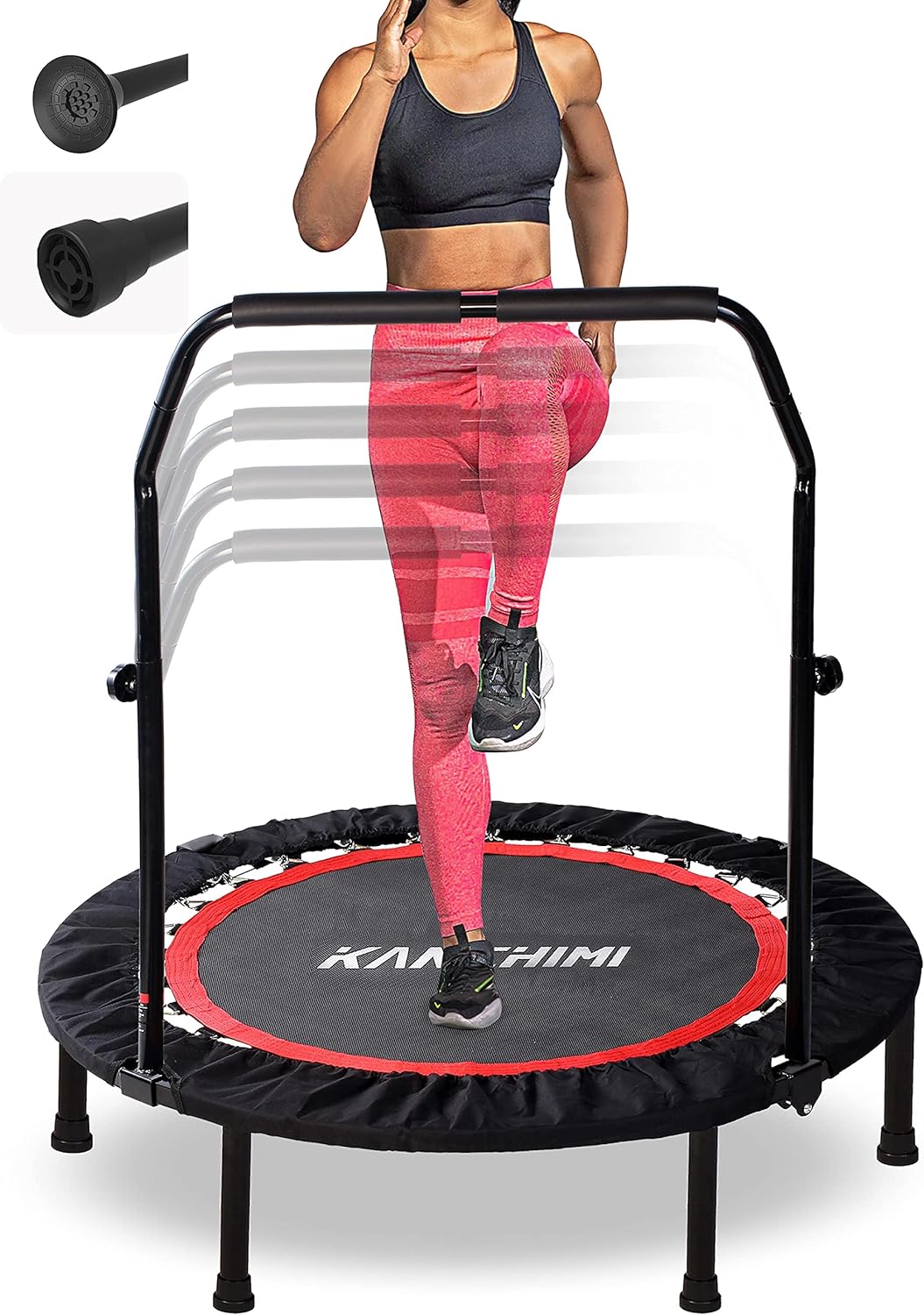 40 Folding Mini Fitness Indoor Exercise Workout Rebounder Trampoline with Handle, Max Load 330lbs