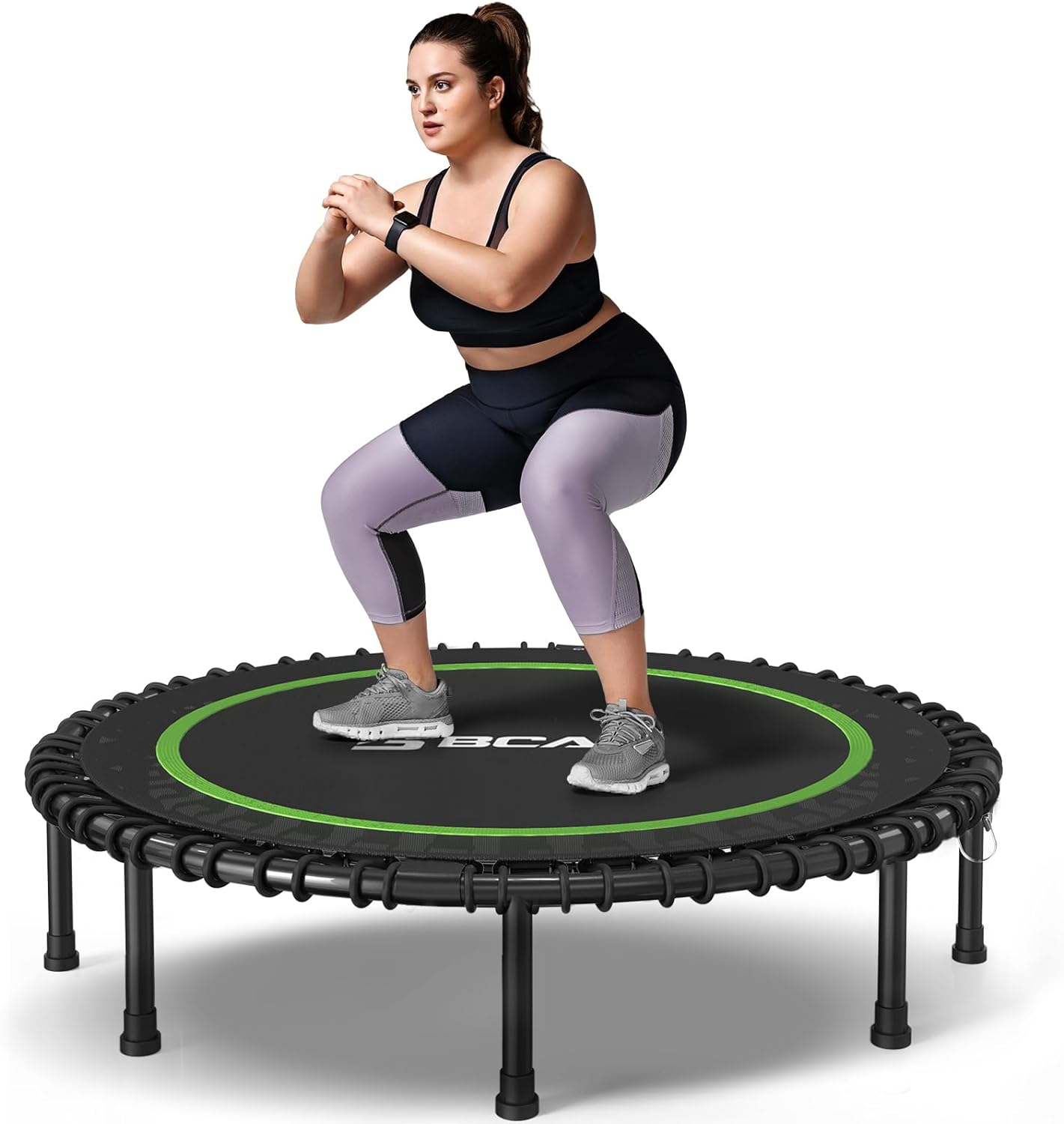 BCAN 450LBS/550LBS Foldable Mini Trampoline, 40/48 Fitness Trampoline with Durable Bungees, Stable & Quiet Exercise Rebounder for Kids/Adults,Great Mini Trampoline for Indoor/Garden Workout