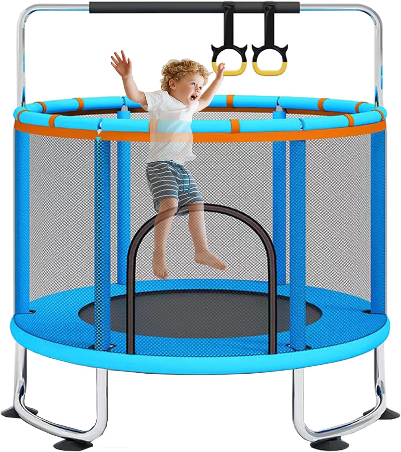 60'' Trampoline for Kids, 5FT Recreational Trampoline, Mini Baby Toddler Small Trampoline, Indoor/Outdoor Kids & Adults Trampoline with Enclosure Net for Boys Girls Christmas Birthday Gifts