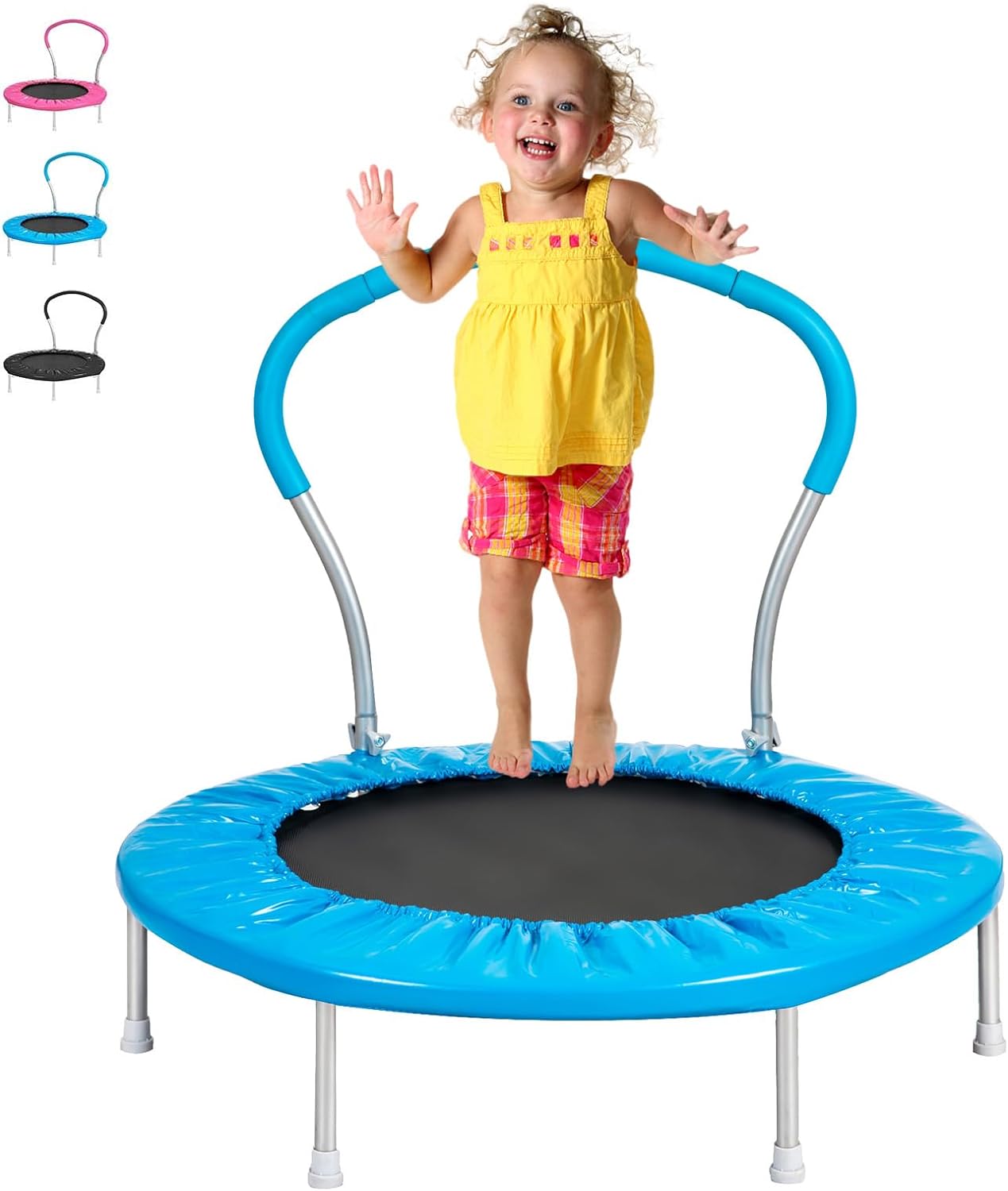 36Inch Kids Trampoline for Toddlers with Handle, Indoor Mini Trampoline for Kids, Small Rebounder Trampoline, Adult Fitness Trampoline for Indoor and Outdoor Use