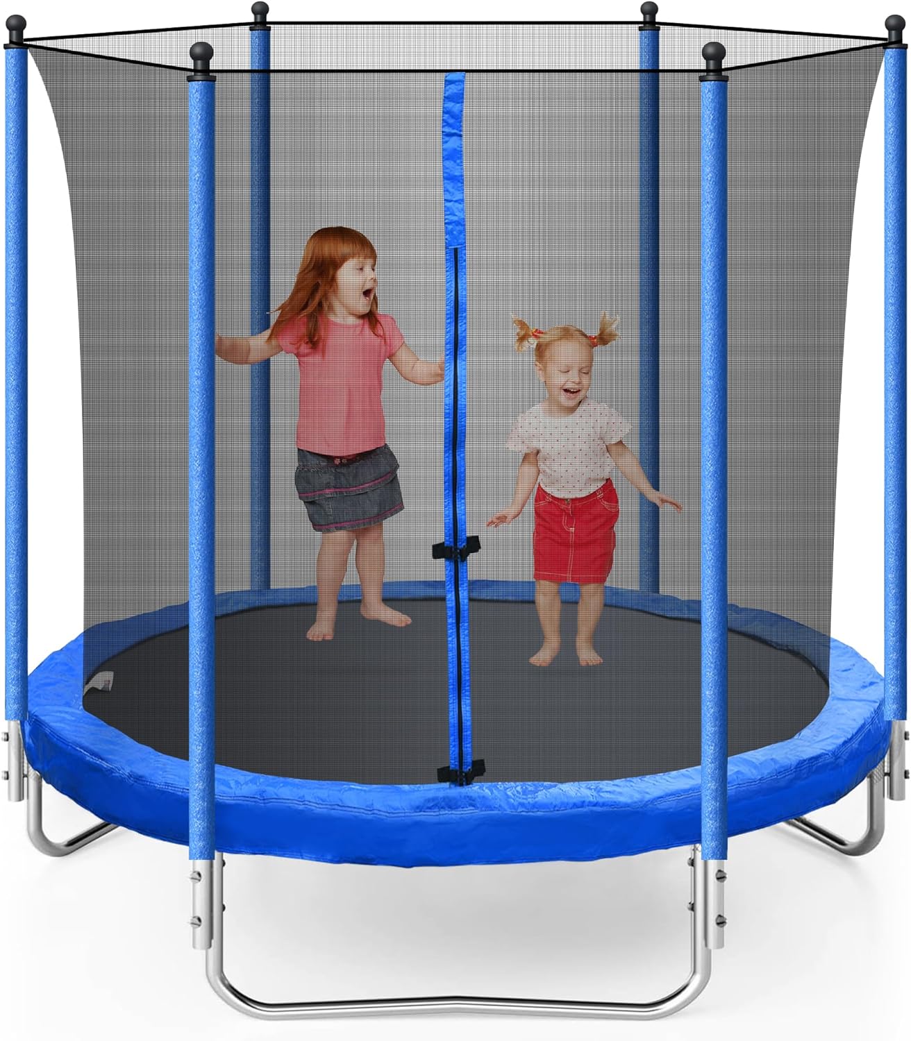 Trampoline 8FT Outdoor Trampoline with Inside Enclosure Net, ASTM Approved Trampoline for Kids and Adults Recreational Trampoline with Spring Pad & Jumping Mat