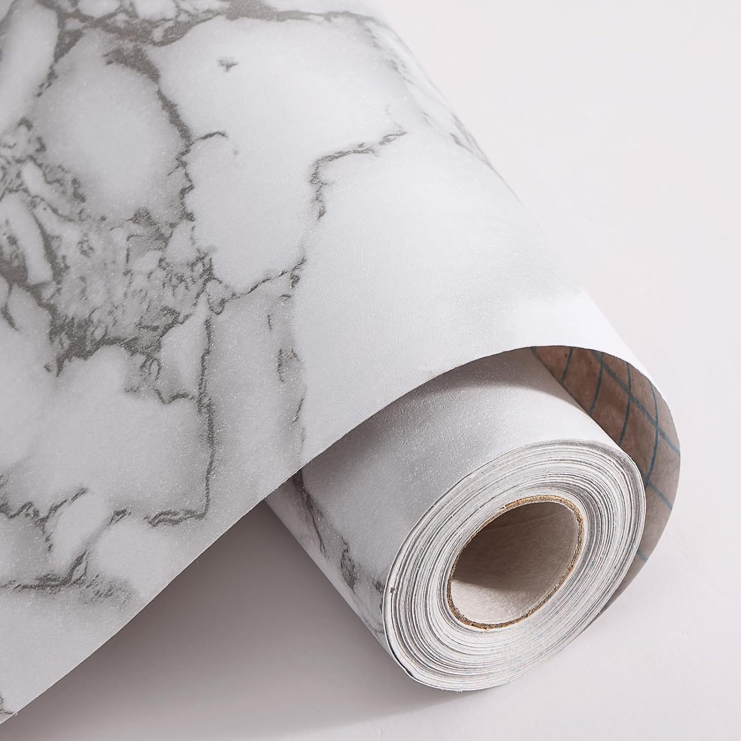 17.7 x 355 Glossy Marble Peel and Stick Wallpaper, Contact Paper for Cabinets, PVC Self Adhesive Wallpaper for Desk Drawer Shelf Liner