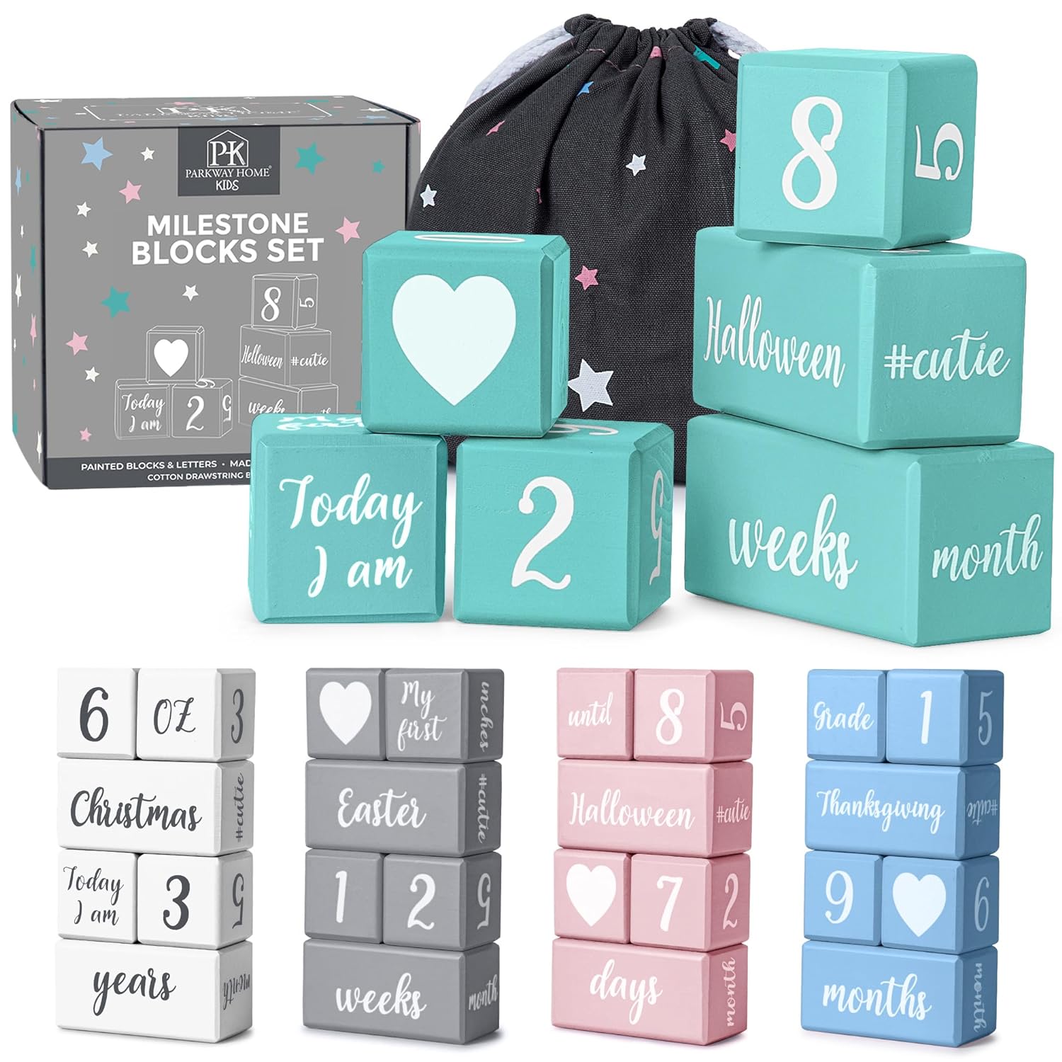 Turquoise Baby Monthly Milestone Blocks. Baby Age Blocks for Girl or Boy Baby Photo Props and Baby Shower. Month Baby Milestone Blocks with Grammatically Correct Month and Year