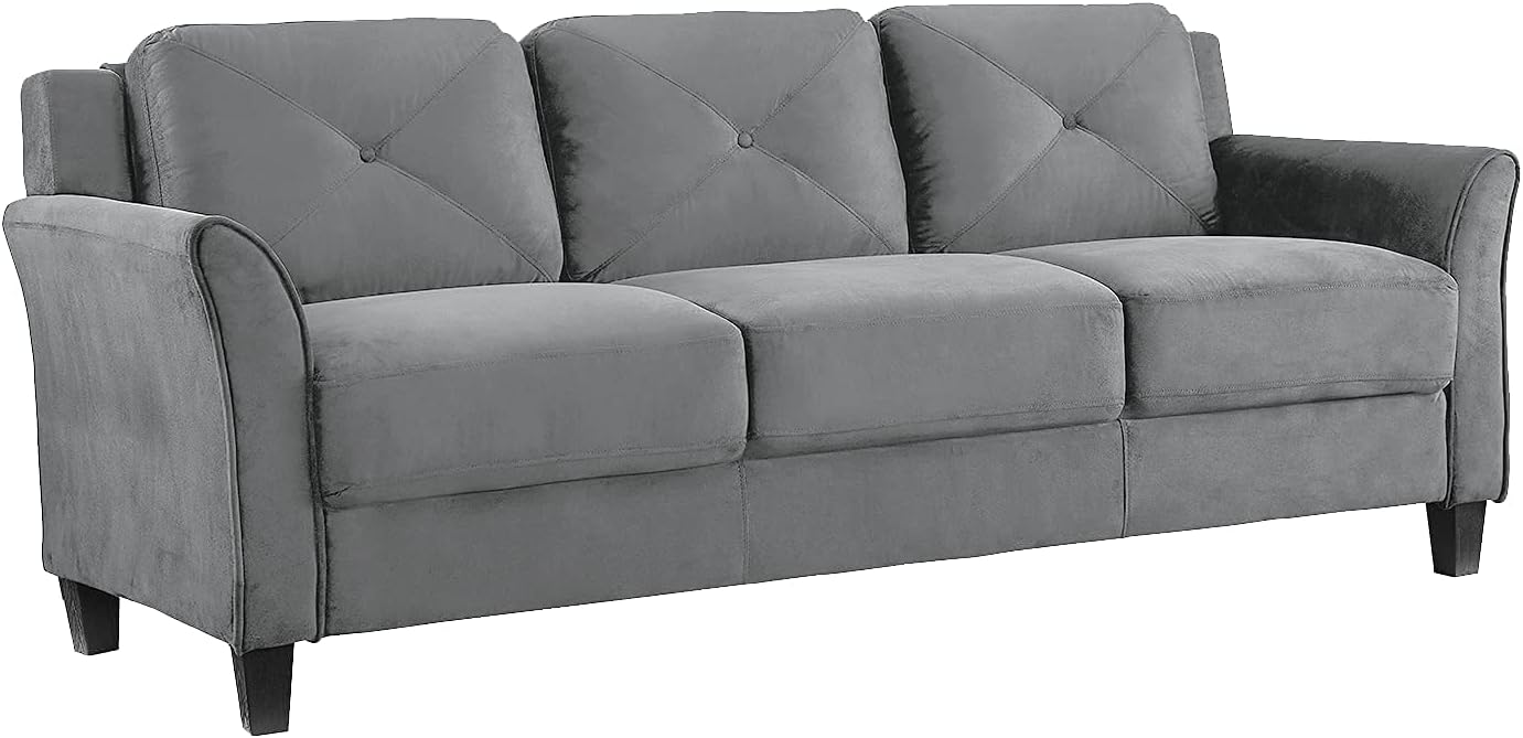 Lifestyle Solutions Collection Grayson Micro-Fabric Sofa, Dark Grey