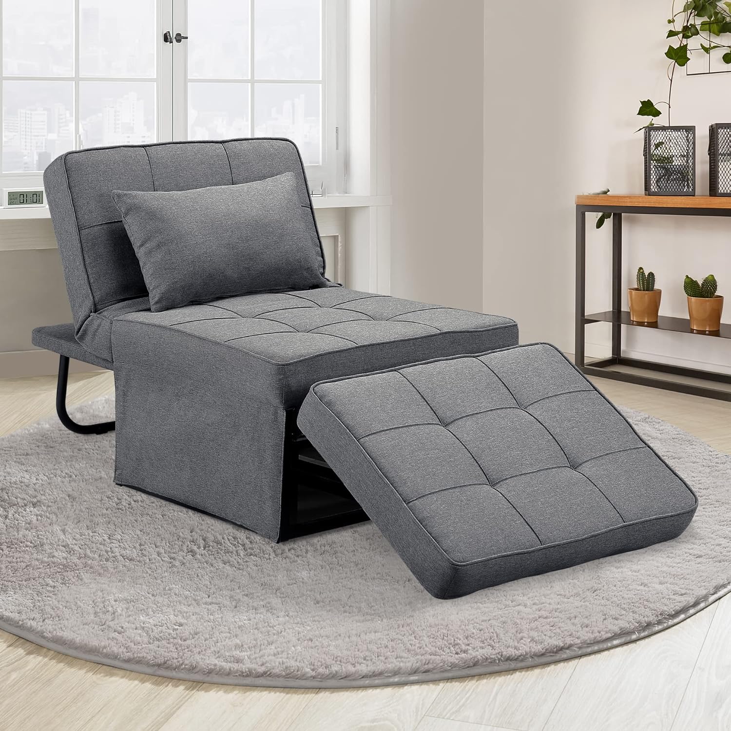 Diophros Sofa Bed, Convertible Couch Chair 4 in 1 Multi-Function Modern Folding Ottoman Guest Sleeper Bed with Adjustable Backrest for Small Room Apartment, Medium