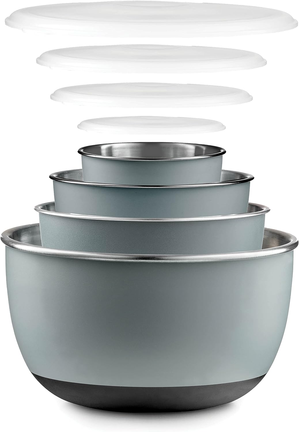 Stainless Steel Mixing Bowls with Lids Set, Stackable Nesting Dishware Bowls for Kitchen Space Storage Saving, Non-Slip Bottoms for Stability, 5 Quarts Salad Bowls