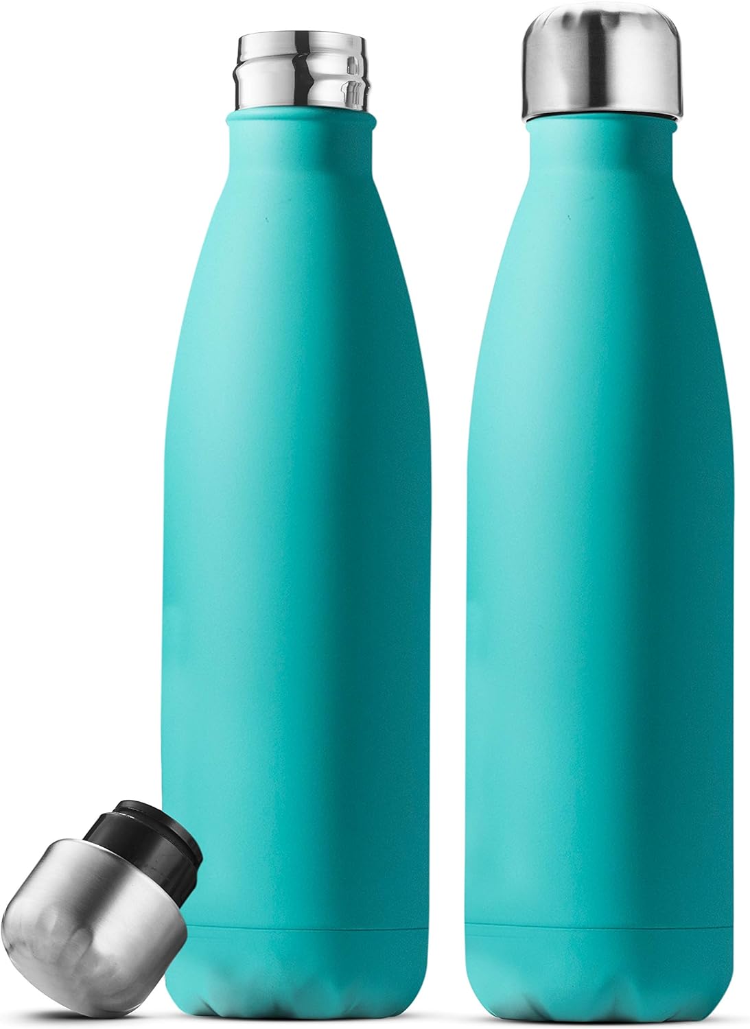 Triple Insulated Stainless Steel Water Bottle (set of 2) 17 Ounce, Sleek Insulated Water Bottles, Keeps Hot and Cold, 100% LeakProof Lids, Sweat Proof Water Bottles, Great for Travel, Picnic& Camping.
