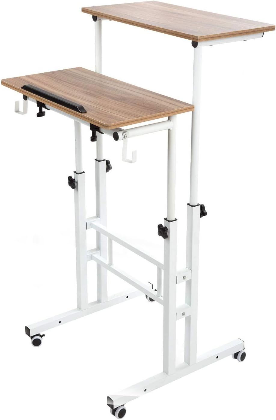 SIDUCAL Mobile Standing Desk, Portable Stand Up Desk, Height Adjustable Small Standing Desk Converter with Wheels Computer Workstations, Rolling Desk Laptop Cart for Standing or Sitting, Vintage Oak