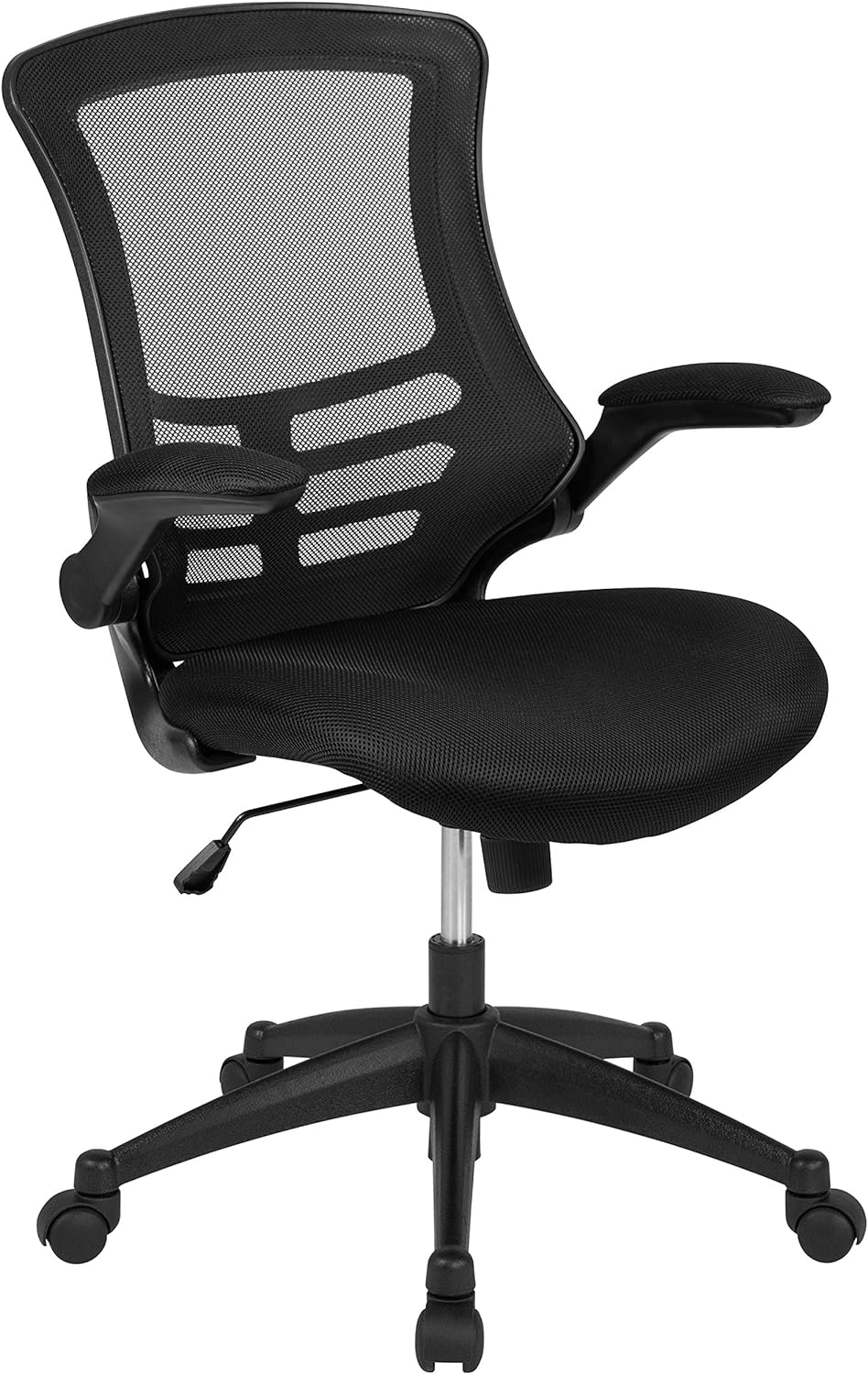 Flash Furniture Kelista Mid-Back Black Mesh Swivel Ergonomic Task Office Chair with Flip-Up Arms