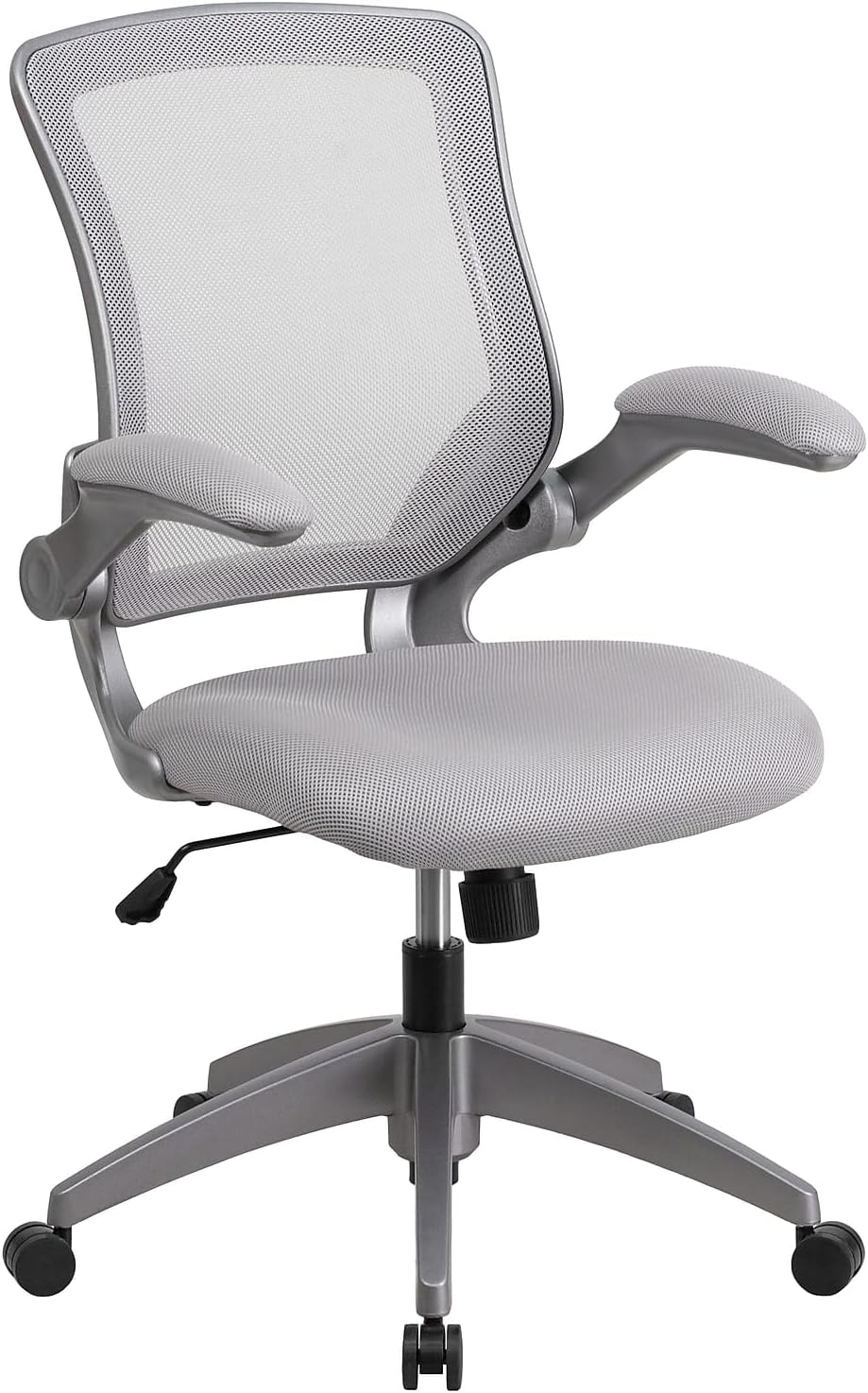 Flash Furniture Kale Mid-Back Gray Mesh Swivel Ergonomic Task Office Chair with Gray Frame and Flip-Up Arms