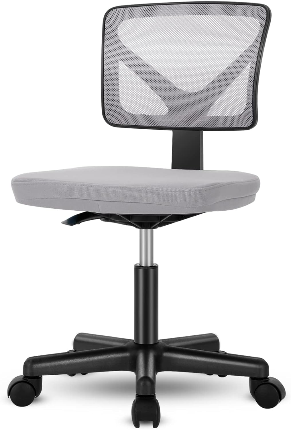 Sweetcrispy Office Computer Desk Chair, Ergonomic Low-Back Mesh Rolling Work Swivel Chairs with Wheels, Armless Comfortable Seat Lumbar Support for Home,Bedroom,Study,Student,Adults, Grey