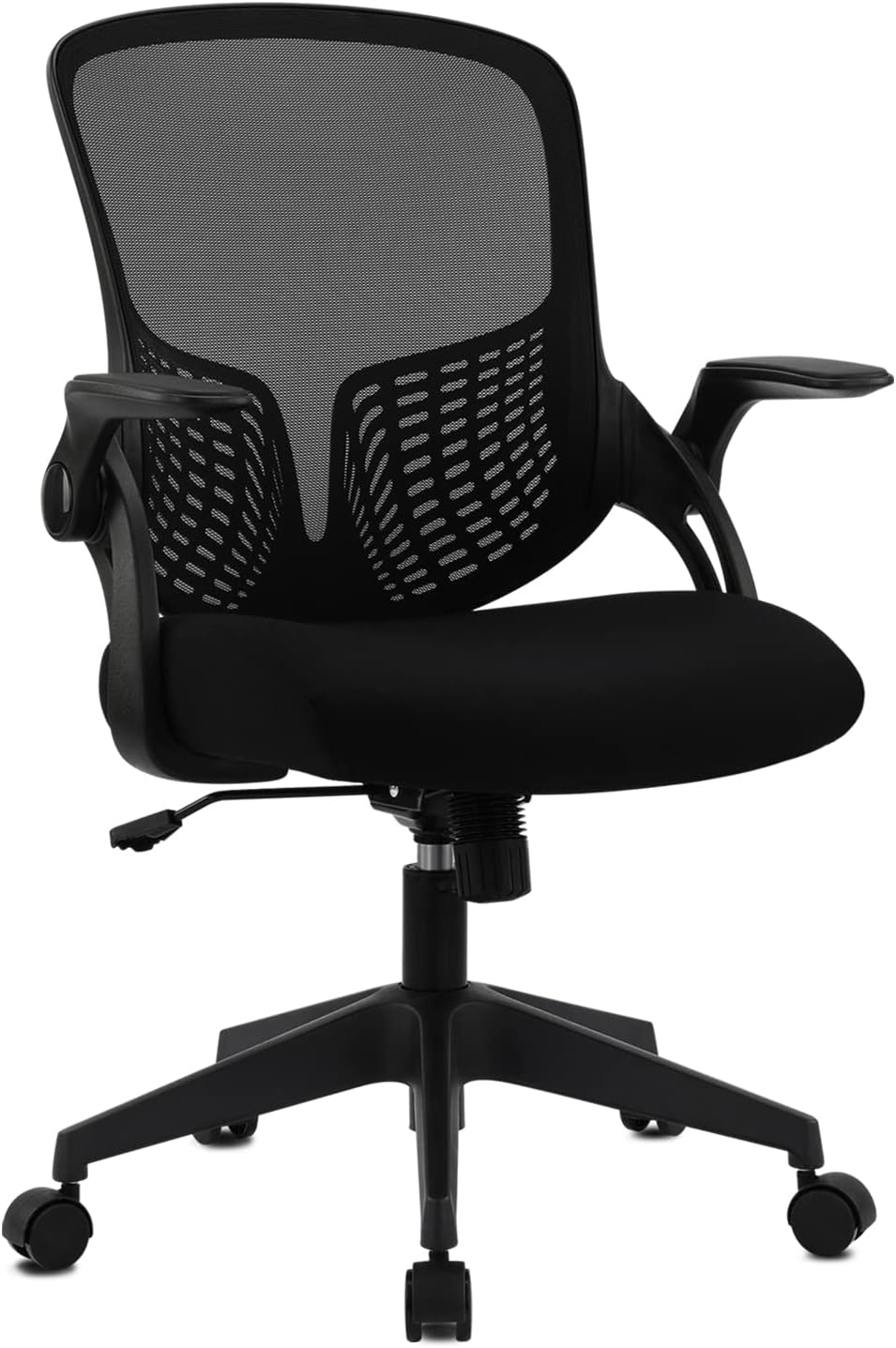 Ergonomic Desk Chair Mesh Home Office Chair with Flip Up Armrests Mid Back Computer Chair Lumbar Support Adjustable Swivel Task Chair, Black