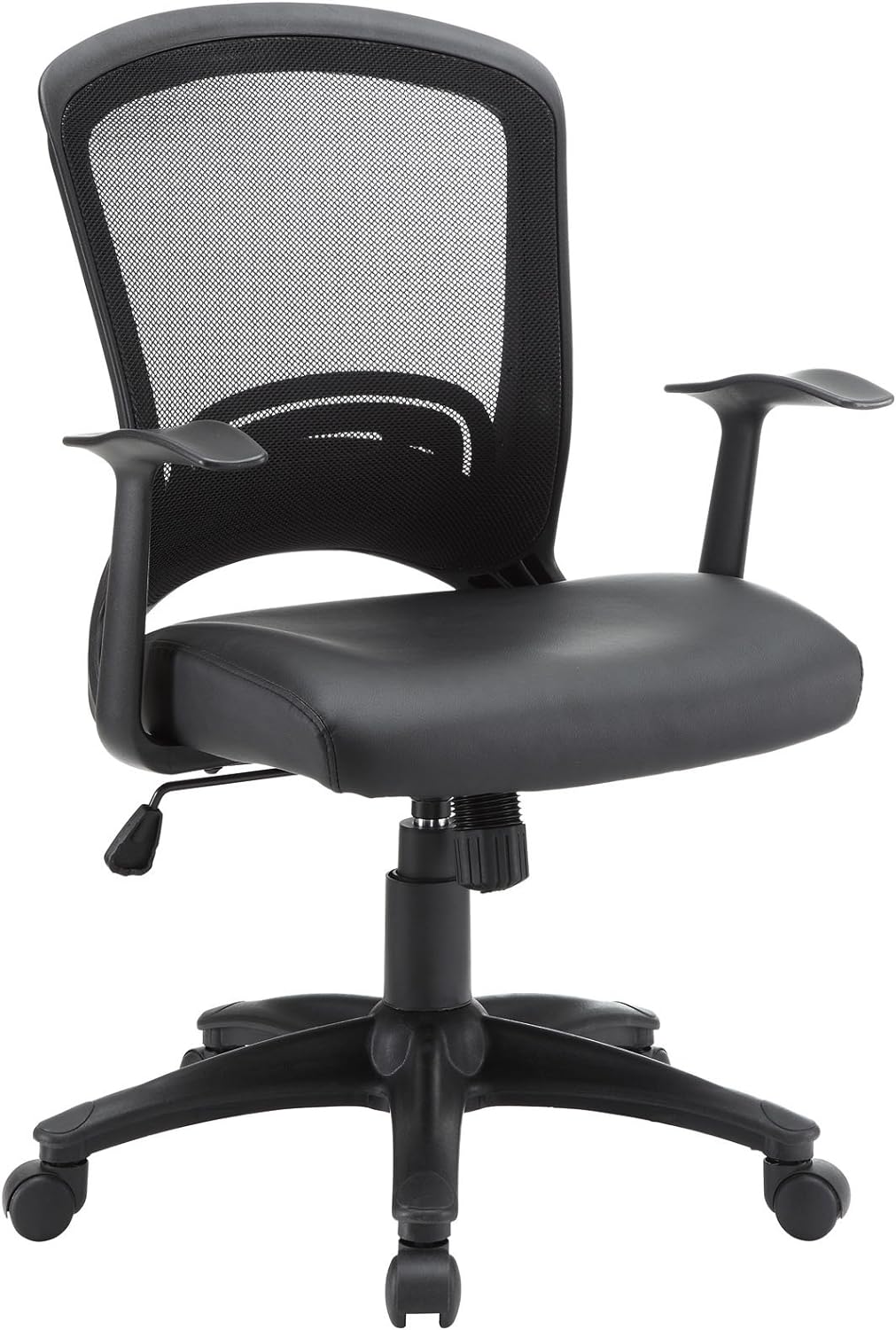 Modway Pulse Ergonomic Faux Leather Adjustable Swivel Office Chair in Black