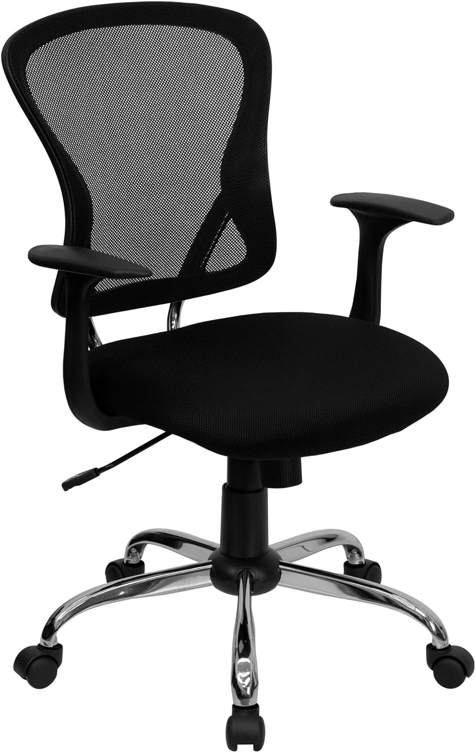 Flash Furniture Alfred Mid-Back Black Mesh Swivel Task Office Chair with Chrome Base and Arms