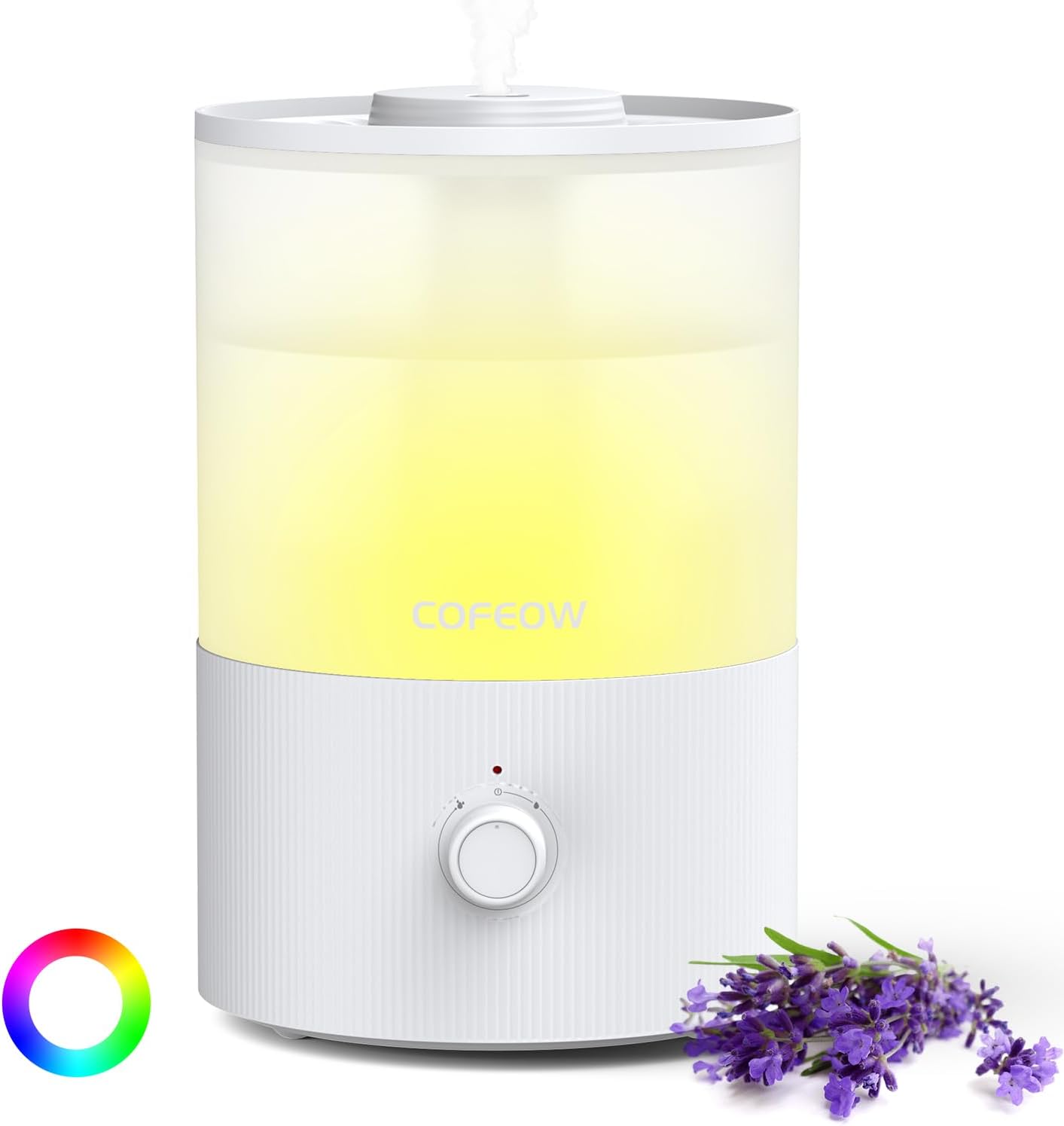 Humidifiers for Bedroom, 3.5L Top Fill Cool Mist Humidifiers with Essential Oil Diffuser, Quiet Ultrasonic Humidifiers for Home, Large Room, Baby Nursery and Plant, 360 Nozzle, 7 Colors Light