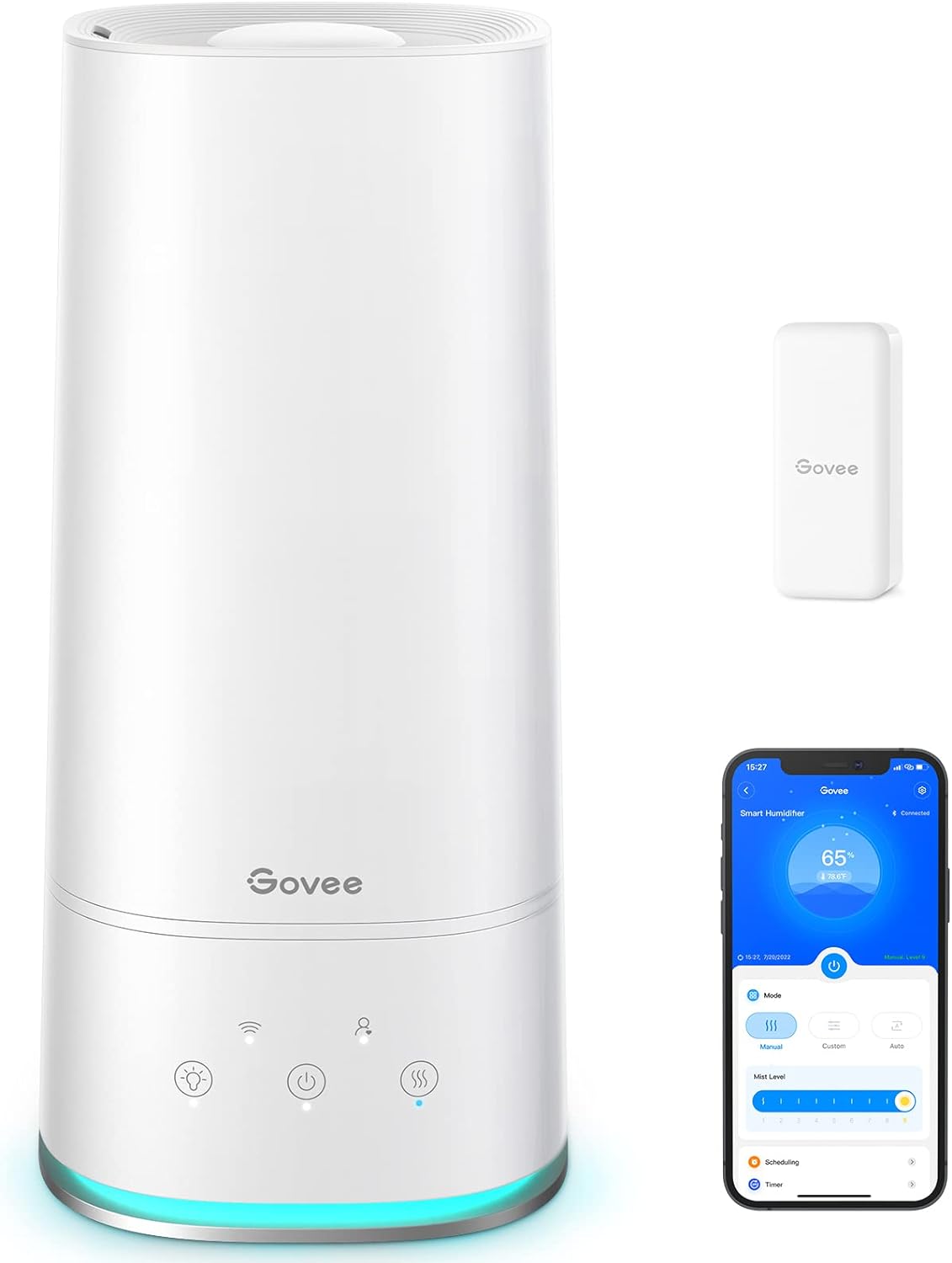 Govee 4L Smart Humidifiers for Bedroom with Hygrometer Thermometer, WiFi Voice & Remote Control, Top Fill Cool Mist Humidifiers for Baby and Plants, Essential Oils Diffuser, Lasts up to 36 Hours