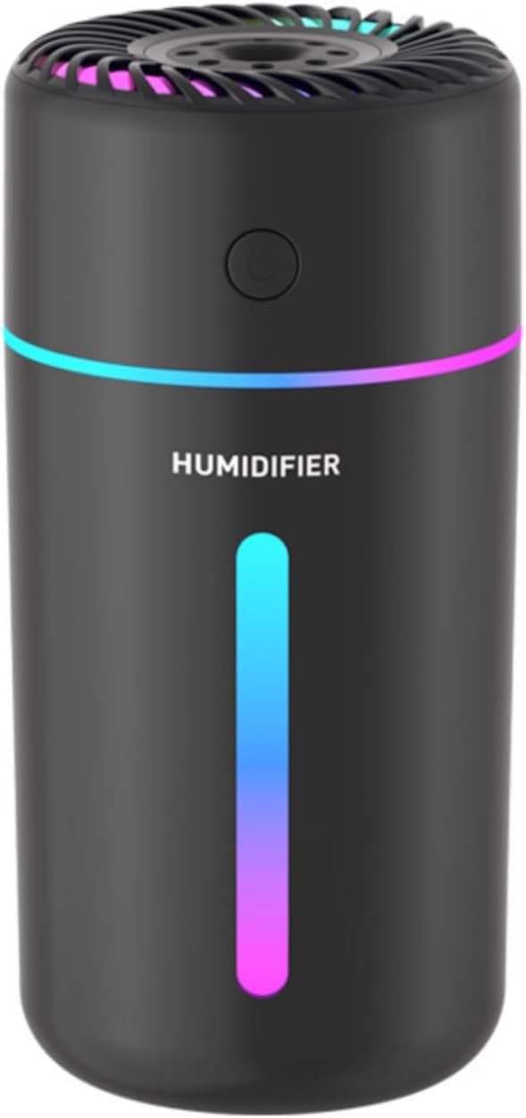 Portable Mini Humidifier for Bedroom - 350ml Small Humidifier with 7 Color Night Lights, Super Quiet, 2 Mist Modes, USB Personal Humidifier for Bedroom Desk Office Travel Car Plants Women Kids (Black)