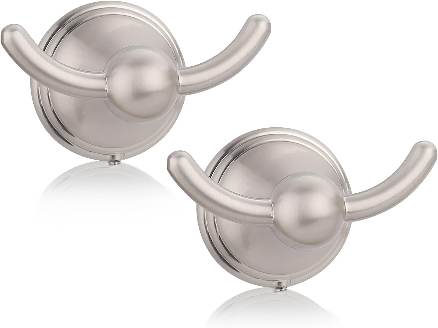 Bathroom Towel Hooks, Brushed Nickel Robe & Towel Hooks for Bathroom Wall Mounted, Traditional Bathroom Towel and Robe Wall Hooks for Hanging Towels, Bath Towel Hook for Shower Wall (2 Pack)