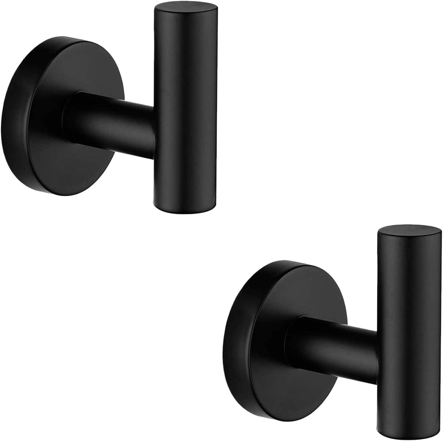 Nolimas Towel Coat Hook Matte Black SUS304 Stainless Steel Bathroom Clothes Cabinet Closet Sponges Robe Hook Wall Mounted Round Kitchen Heavy Duty Door Hanger 2 Packs