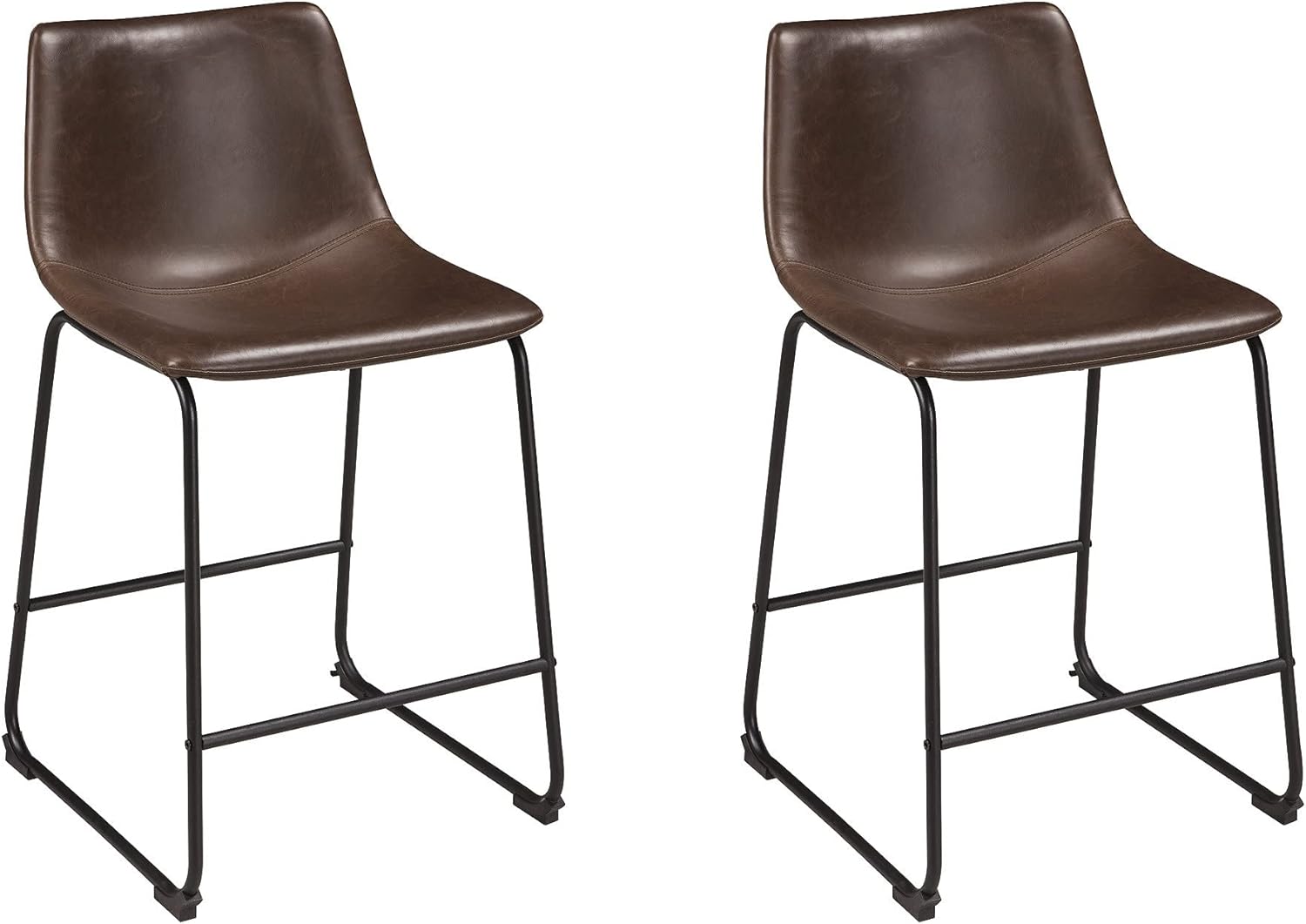 Signature Design by Ashley Centiar 24 Counter Height Modern Bucket Barstool 2 Count, Brown