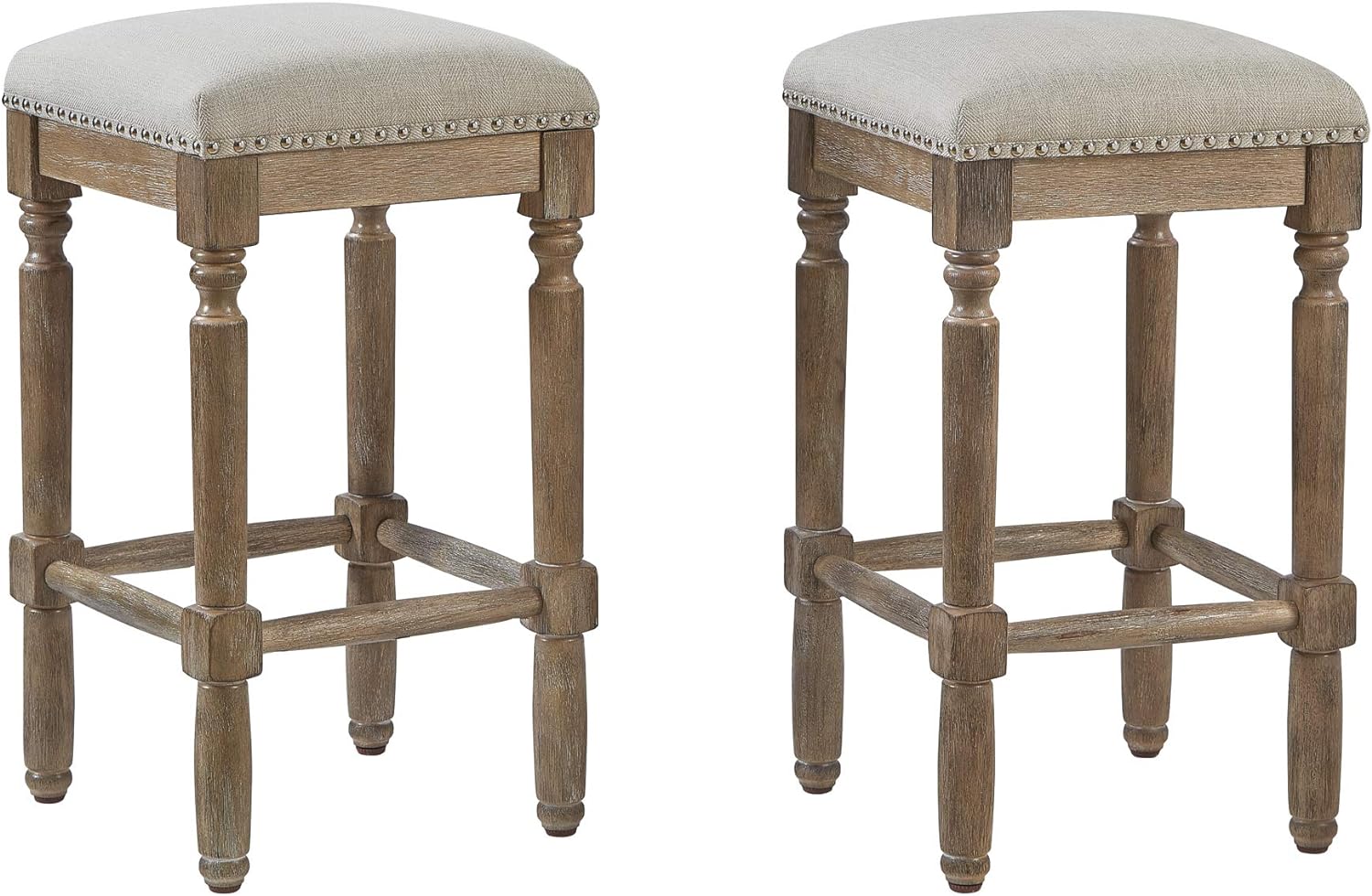 Ball & Cast Counter Height Barstool Upholstered Counter Stool Weathered Oak Finish 2-Pack 26 H