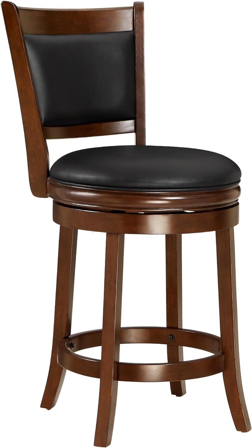 Ball & Cast Swivel Counter Height Barstool 24 Inch Seat Height Cappuccino Set of 1, Black & Cappuccino