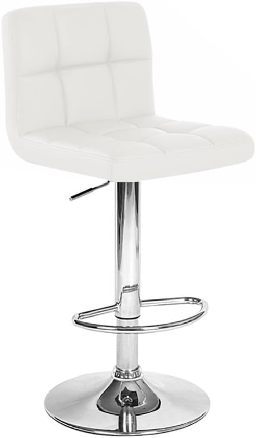 Roundhill Swivel PU Leather Adjustable Hydraulic Bar Stool, White, Set of 2