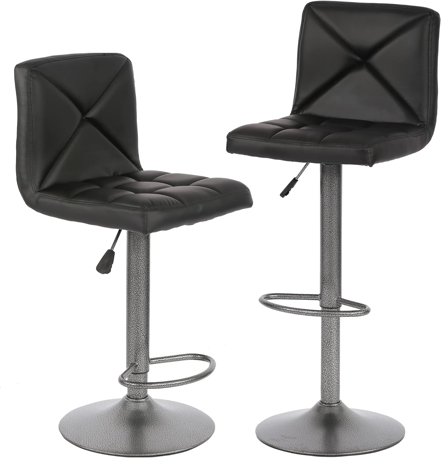 BestOffice Bar Stools Set of 2 Counter Height Swivel Stool PU Leather Modern Height Adjustable Swivel Barstools Hydraulic Chair Bar Stools