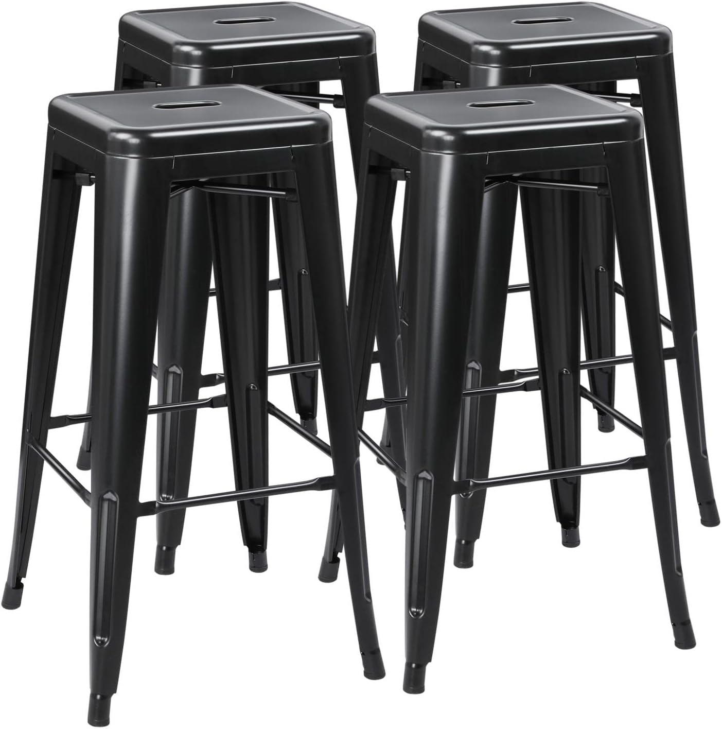 Yaheetech 30 Inches Metal Bar Stools High Backless Stools Bar Height Stools Patio Furniture Indoor/Outdoor Stackable Kitchen Stools Dining Chair Set of 4