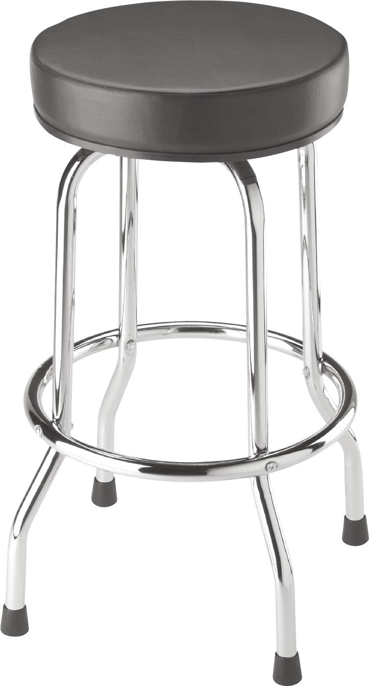 BIG RED Torin Swivel Bar Stool: Padded Garage/Shop Seat with Chrome Plated Legs, Black, 28.74 Tall, 18.5 Diameter