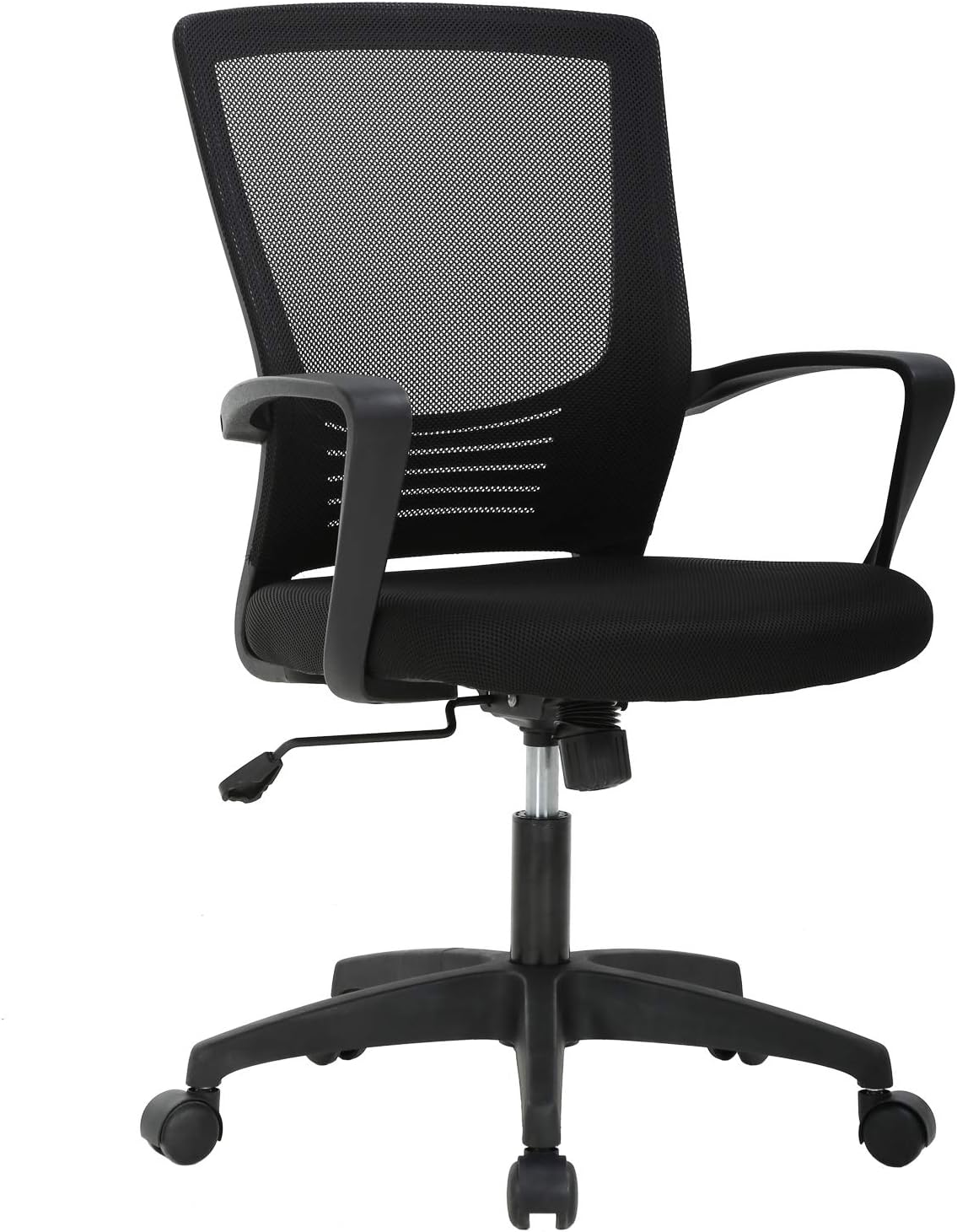 Ergonomic Office Chair Cheap Desk Chair Mesh Computer Chair with Lumbar Support Arms Modern Cute Swivel Rolling Task Mid Back Executive Chair for Women Men Adults Girls,Black