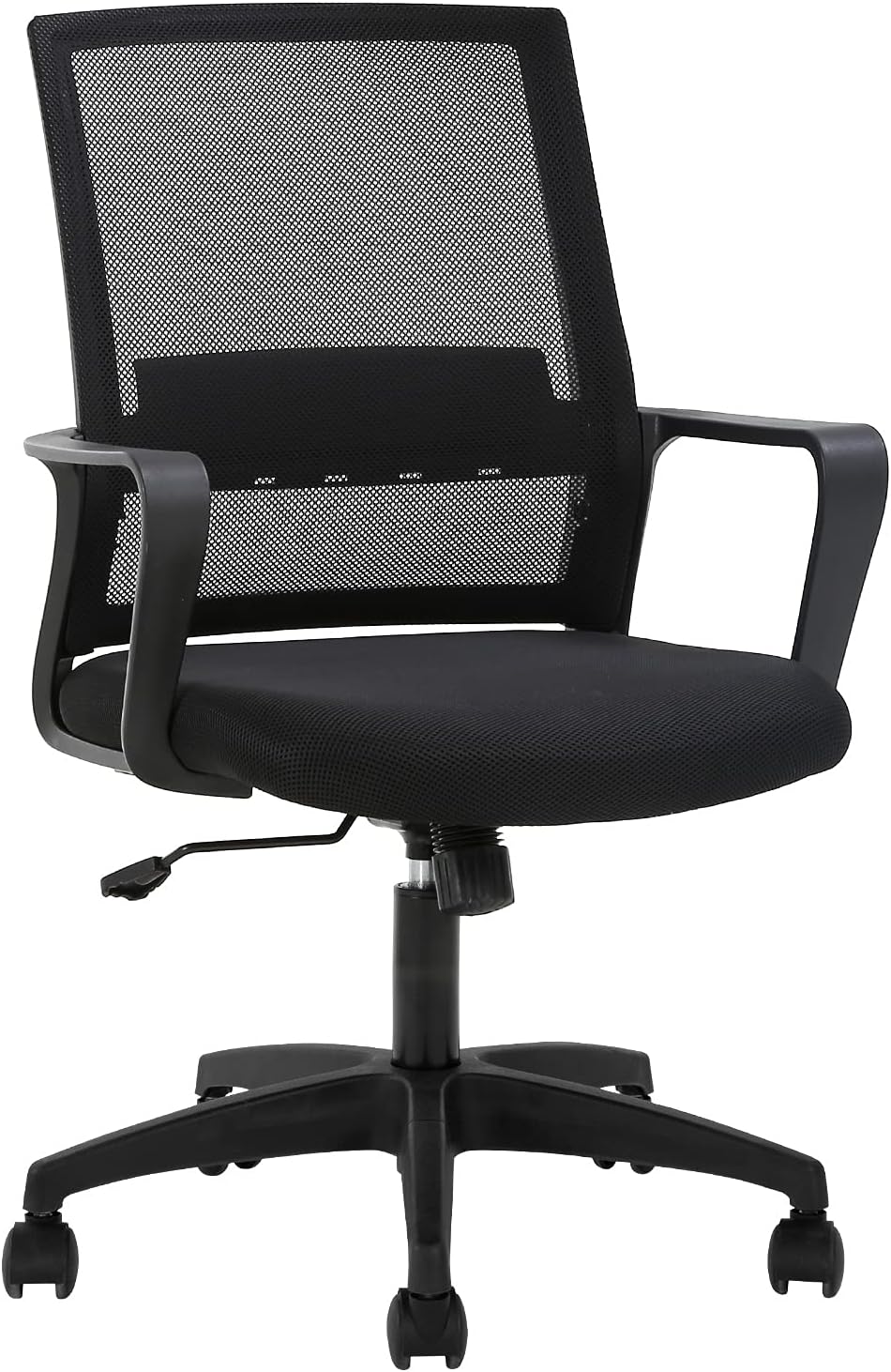 FDW Office Chair Ergonomic Desk Chair Mid-Back Mesh Computer Chair Lumbar Support Comfortable Executive Adjustable Rolling Swivel Task Chair with Armrests,Black