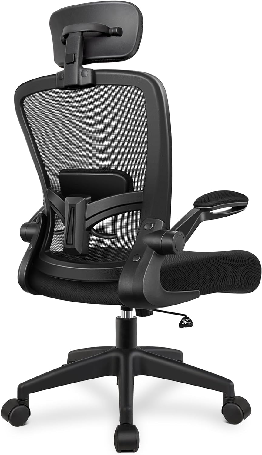 FelixKing Ergonomic Office Chair, Headrest Desk Chair with Adjustable Lumbar Support, Home Office Swivel Task Chair with High Back and Armrest, Adjustable Height Gaming Chair(Black)