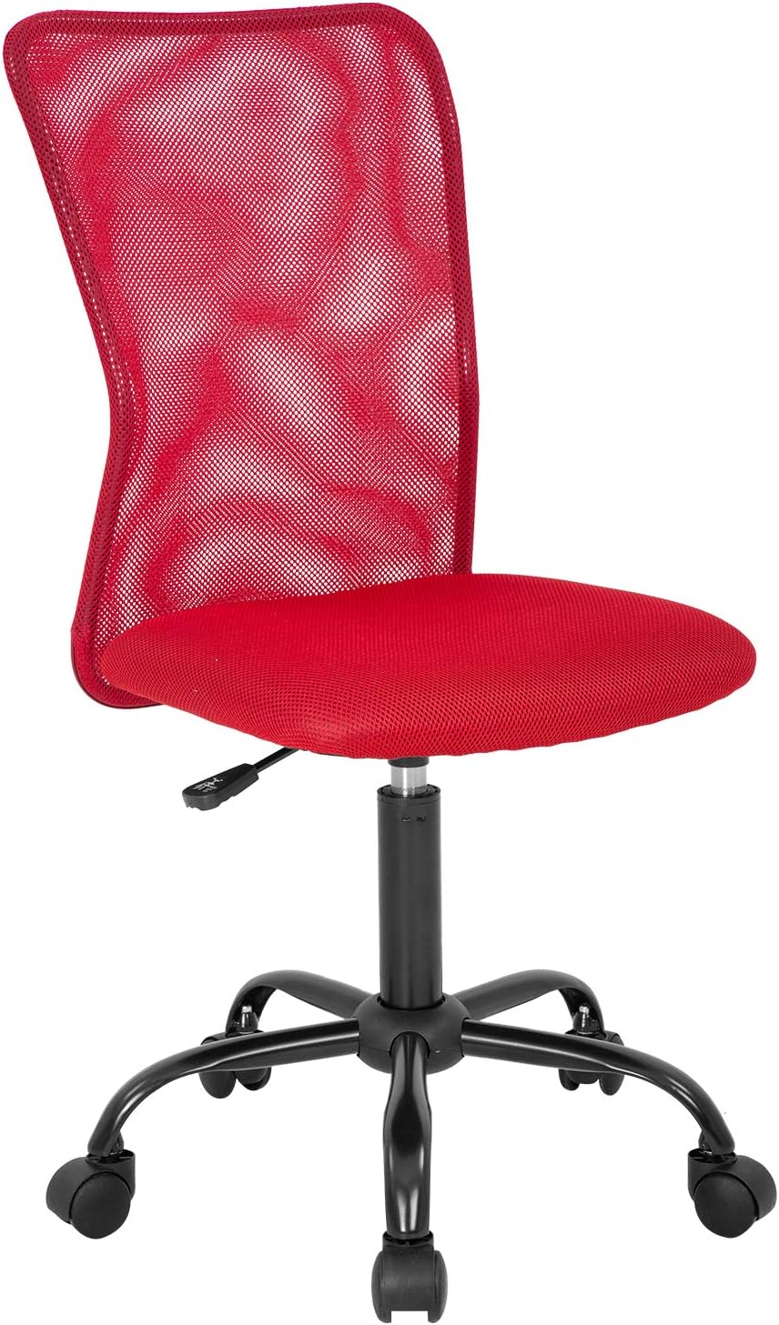 Home Office Chair Ergonomic Desk Chair Mesh Computer Chair with Lumbar Support Rolling Swivel Adjustable Mid Back Task Chair for Girls(Red)