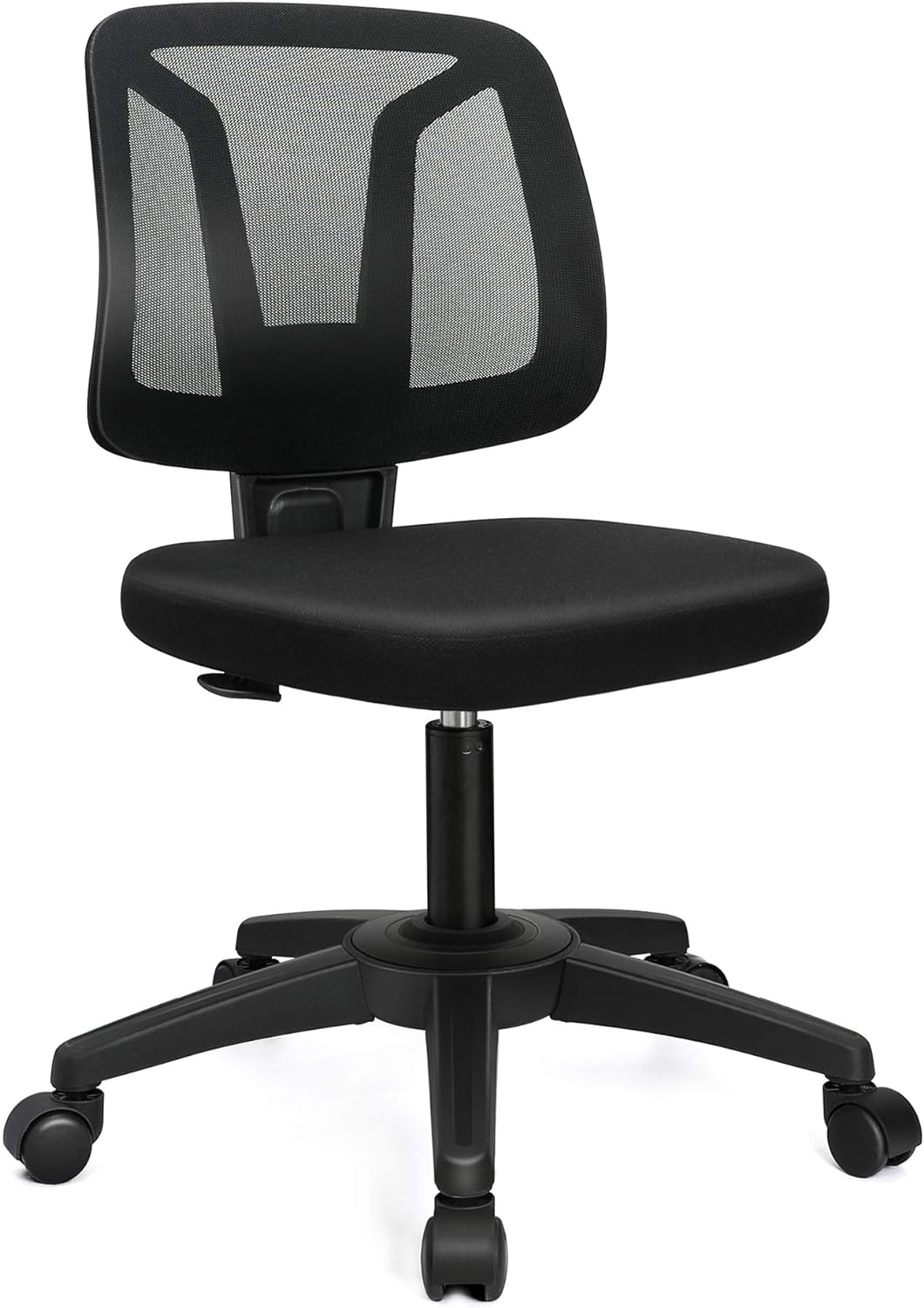 Armless Mesh Office Chair Ergonomic Swivel Black Small Computer Desk Chair No Arms with Lumbar Support Height Adjustable Task Chair for Adults and Kids