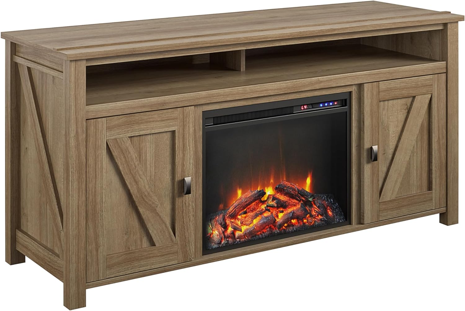 Ameriwood Home Farmington Electric Fireplace TV Console for TVs up to 60, Natural