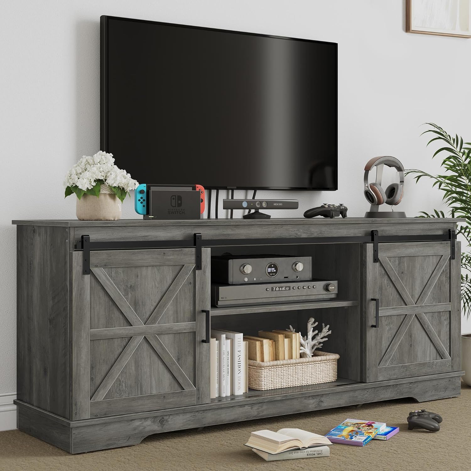 YITAHOME FTLFTS-6003 Television Stands, 15.7D x 59.1W x 26.8H, Rustic Gray