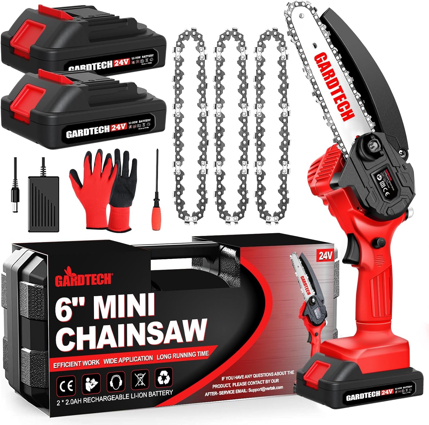 BEST Mini Chainsaw 6 Inch, Gardtech Cordless Portable Electric Chain Saw Handheld Electric Chainsaws with 2023 Upgraded 4 Chains 2 Batteries Good for Olders, DIYer, Gardeners Continuously 2 Hours Work