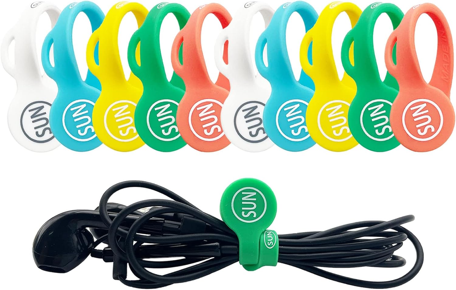 SUNFICON 10 Pack Cable Clips Organizers Earbuds Cord Organizers Magnetic Cable Clips Bookmark Whiteboard Noticeboard Fridge Magnets Keychain Headphone Cord Manager Keeper Ties Straps, Assorted Color